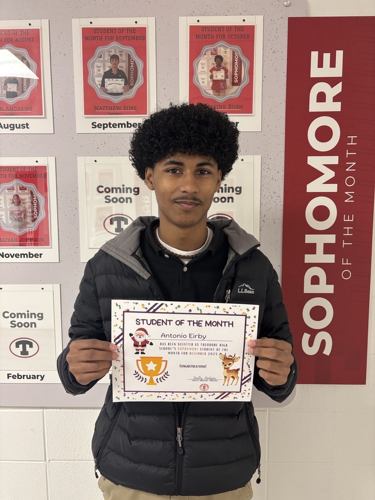 Sophomore Student of the Month for December - Antonio Eirby
