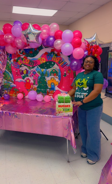 Ms. Weems at her school baby shower