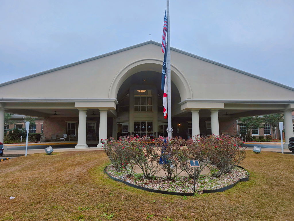 Front of building with flagpole out front