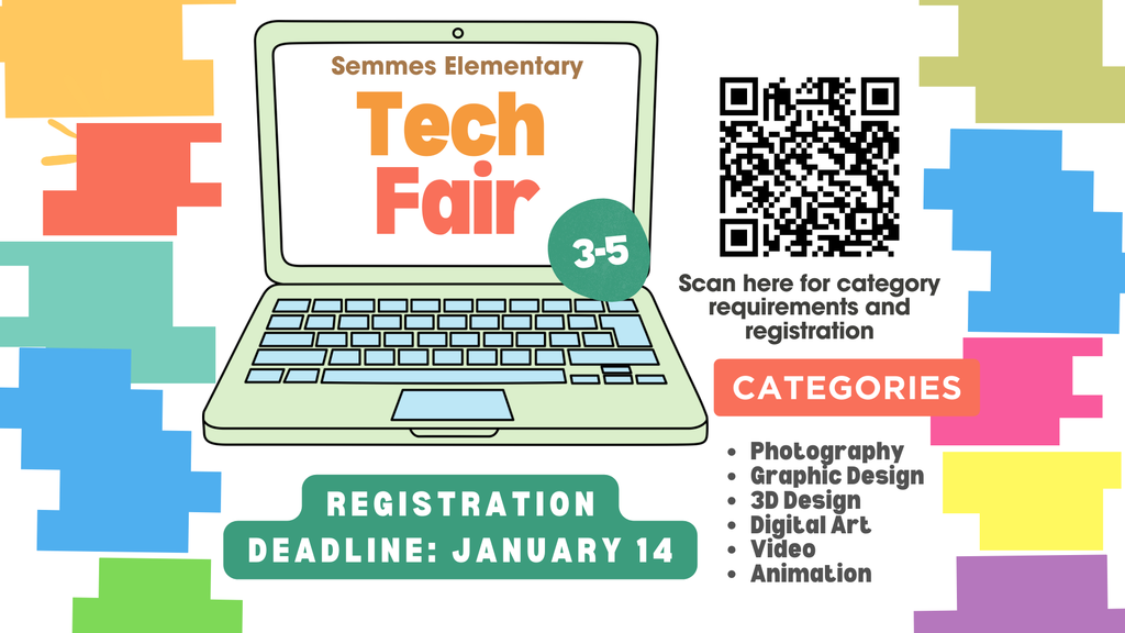 3-5 tech fair registration deadline january 14, categories photography, graphic design, 3D design, digital art, video, animation