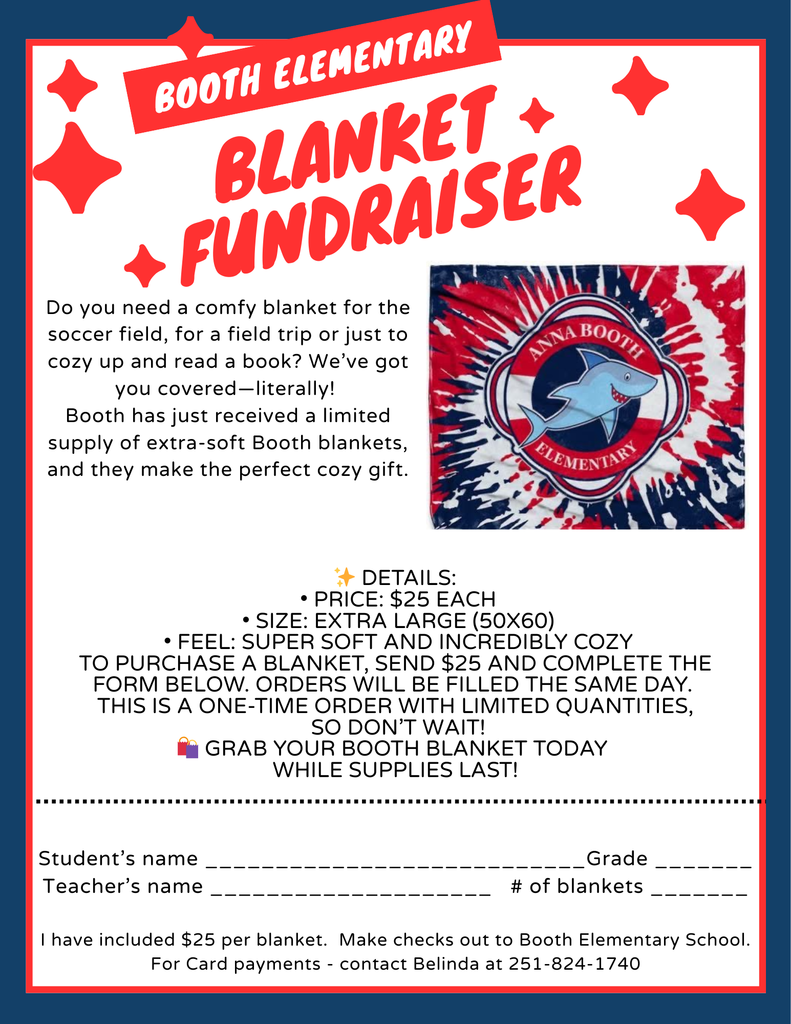 Booth Blanket fundraiser order form - $25.00