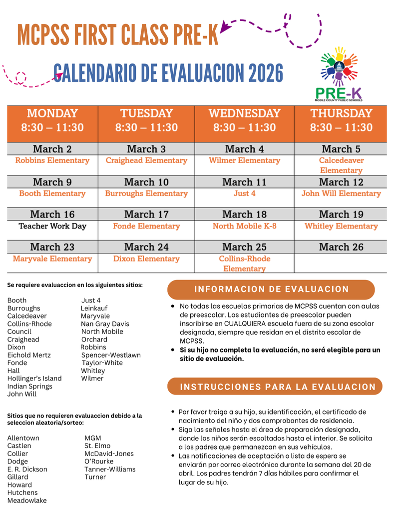 2026-2027 Screening Calendar (Spanish)