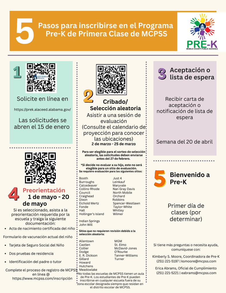 Pre K registration steps- Spanish