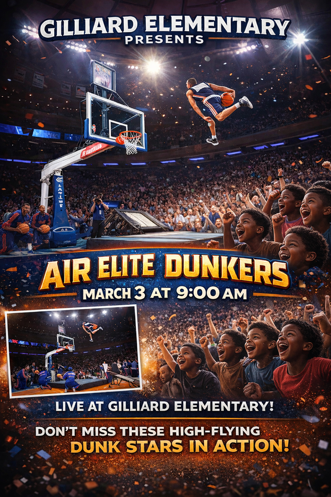 We are excited to host the Air Elite Dunkers for our Annual ACAP Pep Rally this year. Our students are going to be amazed at the dunks that will be performed at this show. The cost to attend the pep rally is only $3. Tickets go on sale Tuesday, January 20, 2026 and will end on Friday, February 27th at 12noon. The entire student body will be invited to attend this event. Please remember if your child has any fees owed to the school, balances will have to be cleared in order for them to pay to attend. Thank you.