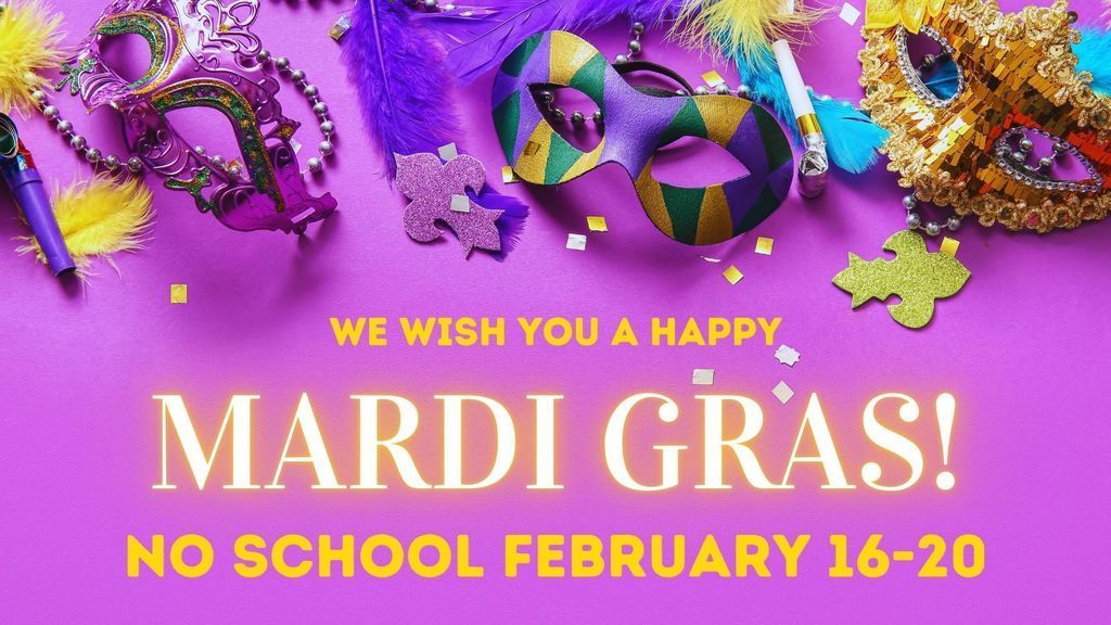 Pink Purple and Yellow Modern Festive Mardi Gras Greeting Banner (1920 x 1080 px)