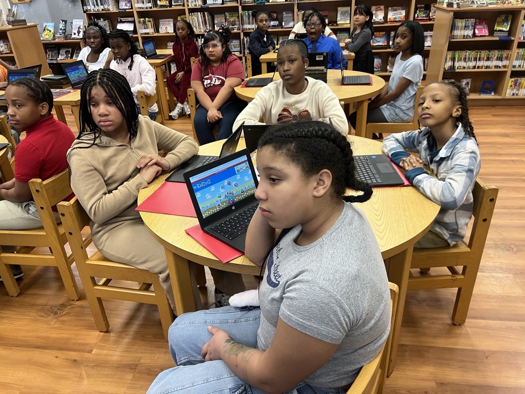 Ms. Griffin's class in the library.