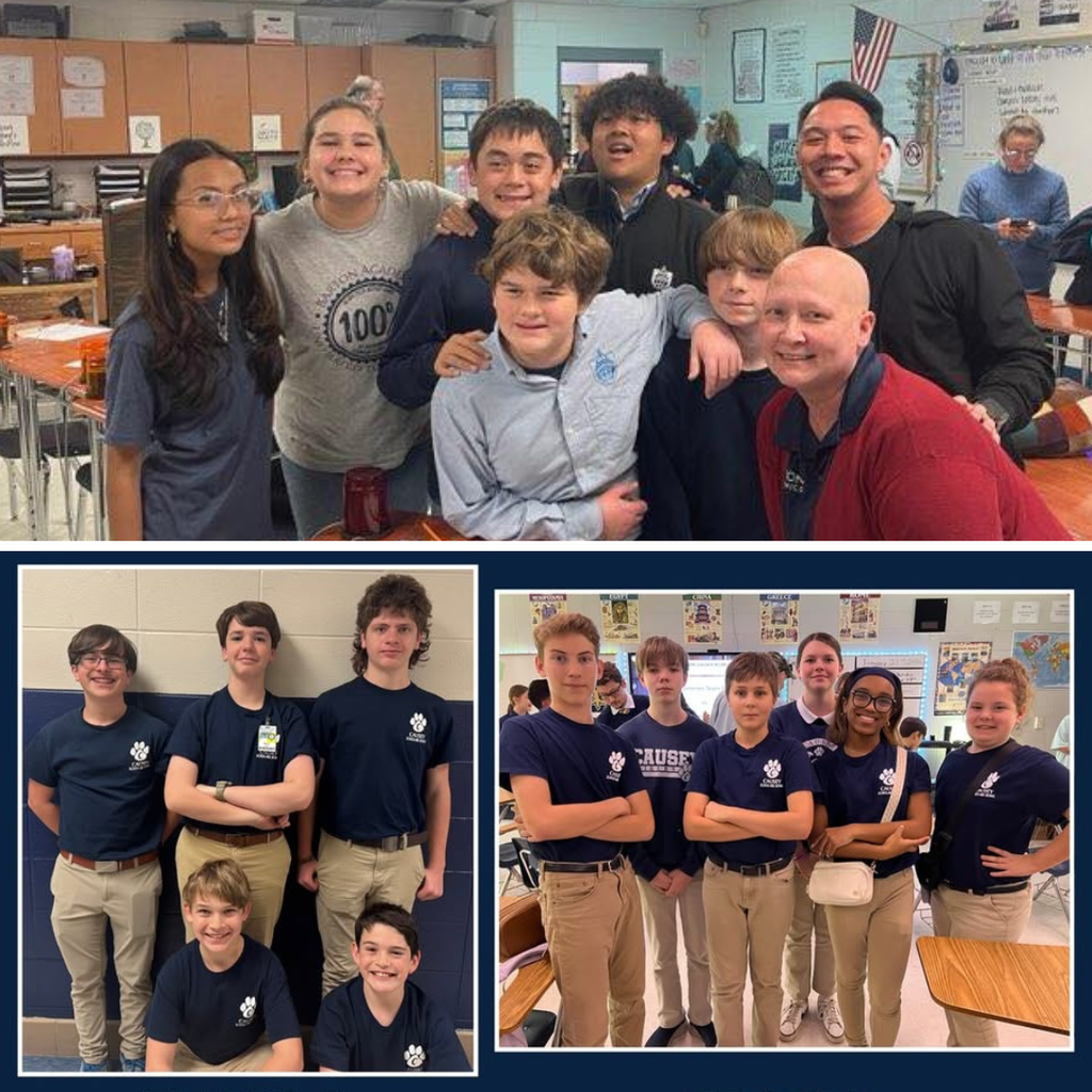 Three groups of students are a scholars bowl competitors