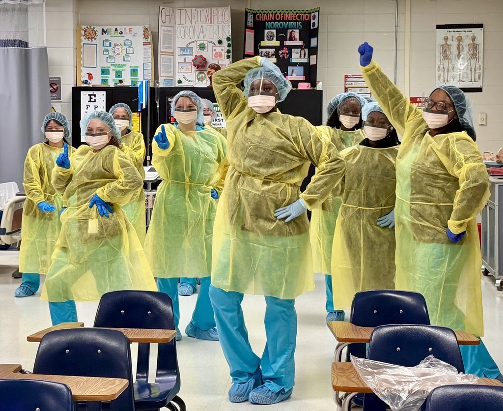 Students in Personal Protective Equipment for a hospital setting