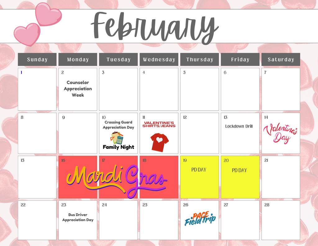 2nd semester calendar