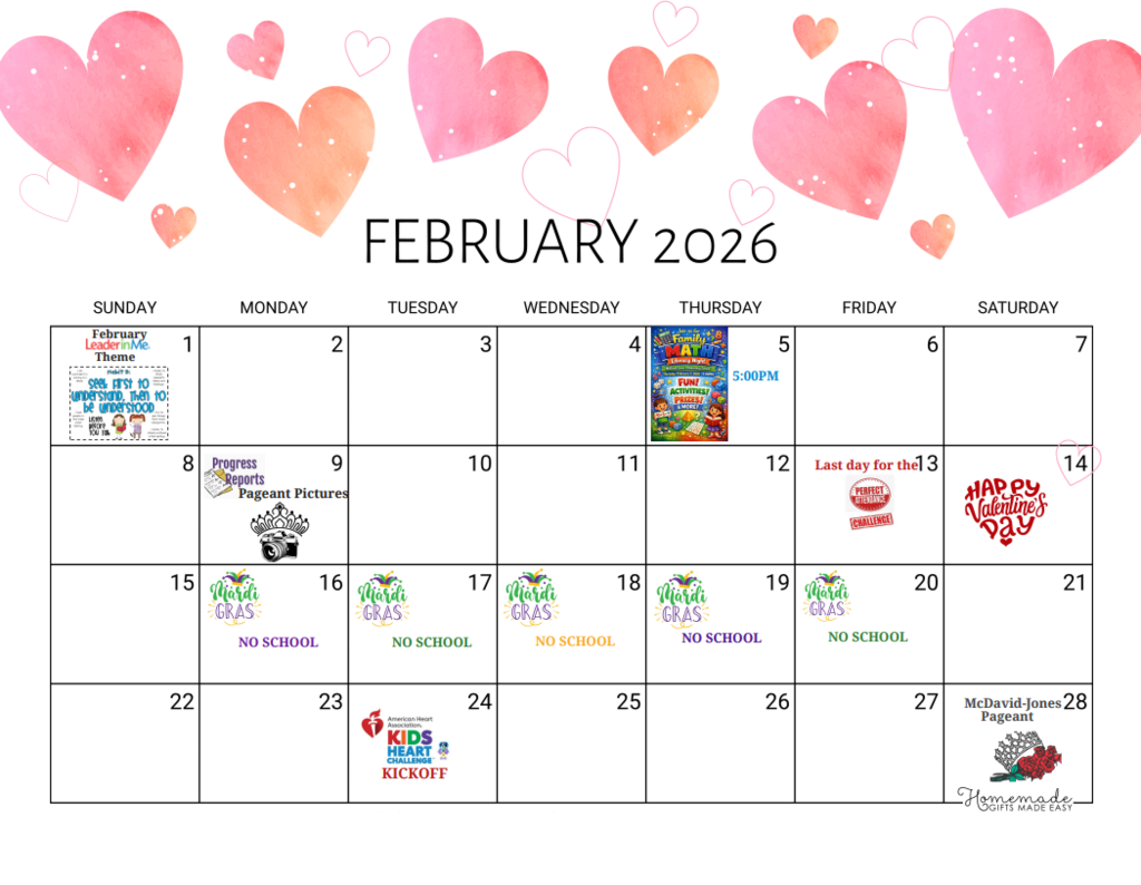 February Calendar of Events