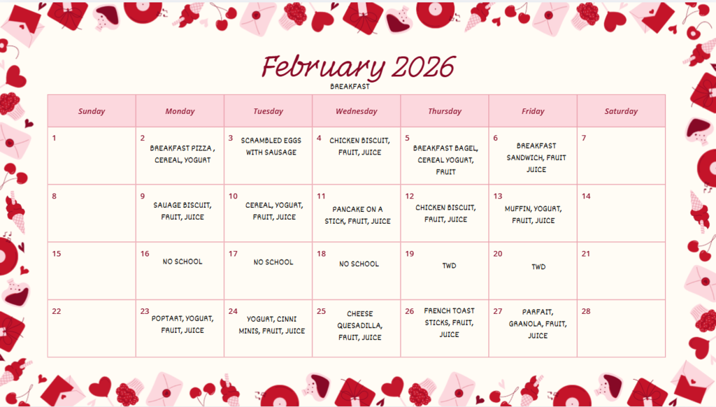 Feb Breakfast Menu