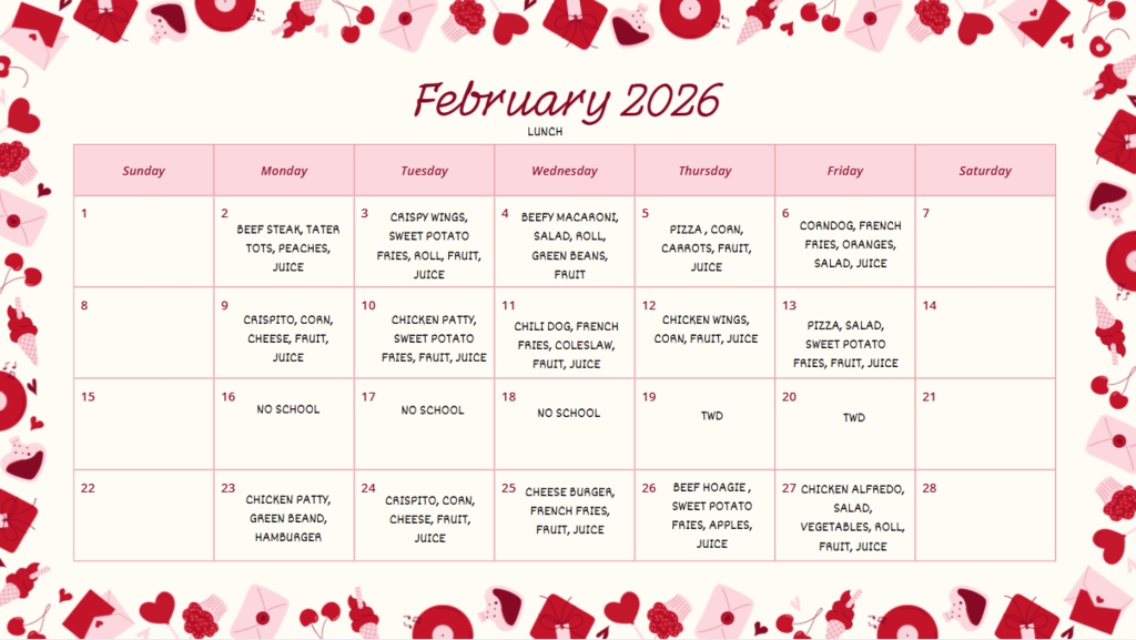 Feb Lunch Menu
