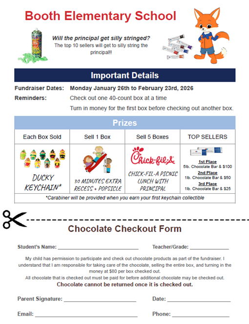 Candy Bar fundraiser going on now!  