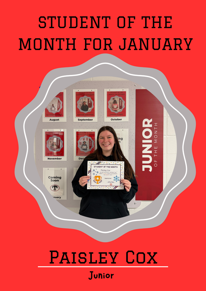 Junior Student of the Month for January - Paisley Cox