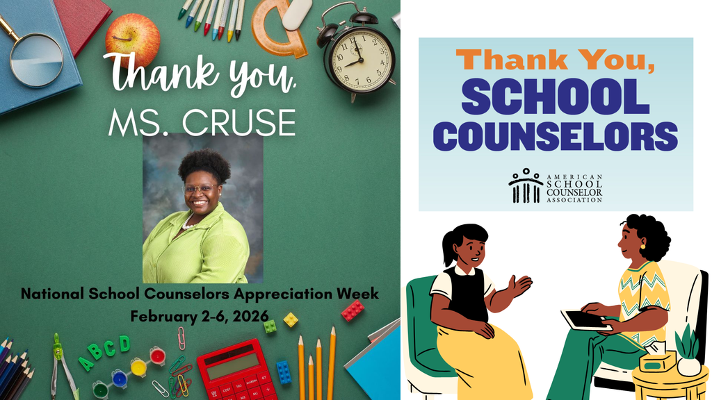 National School Counselors Appreciation Week Feb. 2-6, 2026 Thank you Ms. Cruse