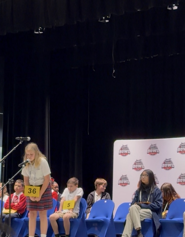 Photos of Piper Turner participating in the Mobile County Spelling Bee 