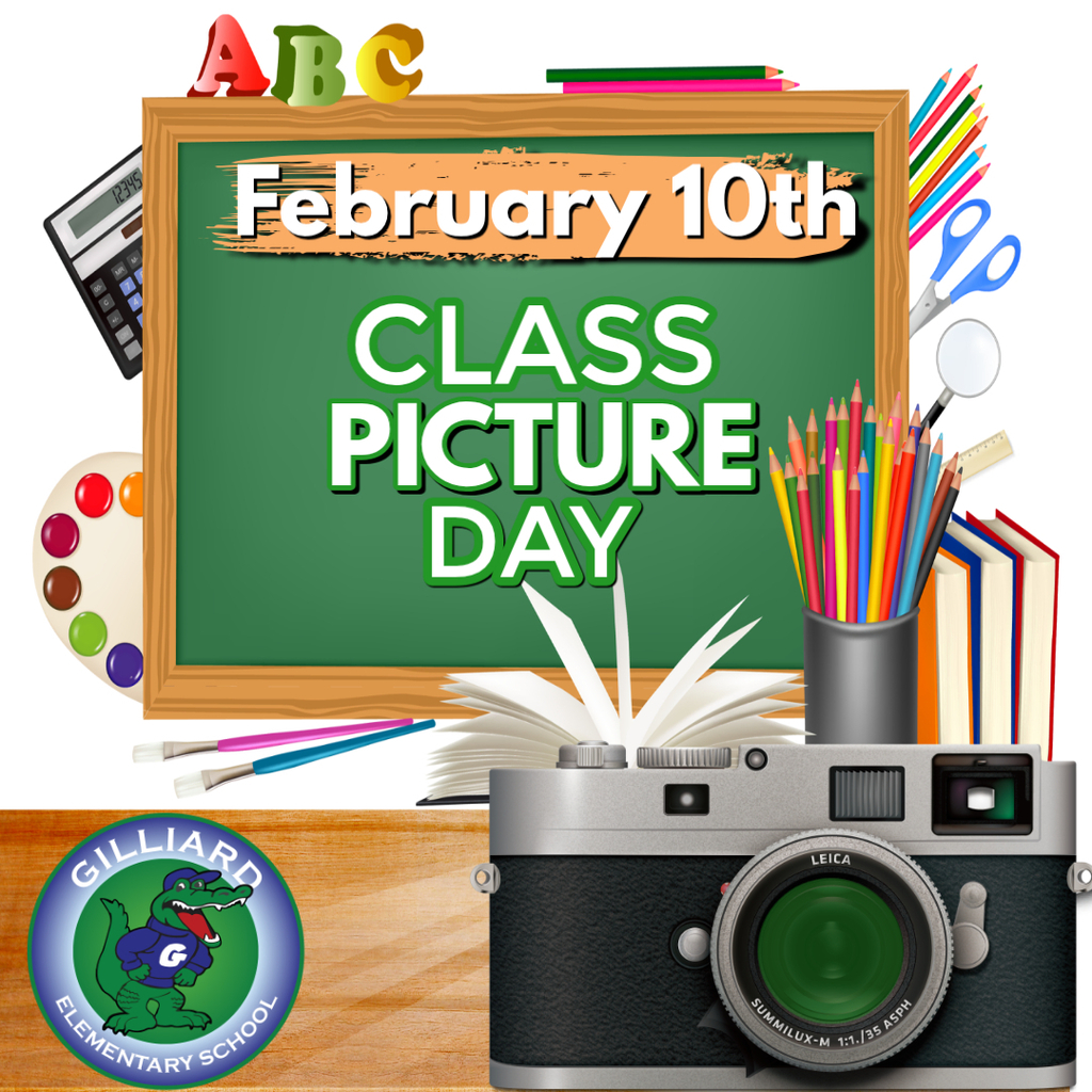 Class picture day, February 10th. All students should be dressed in their school uniform. 