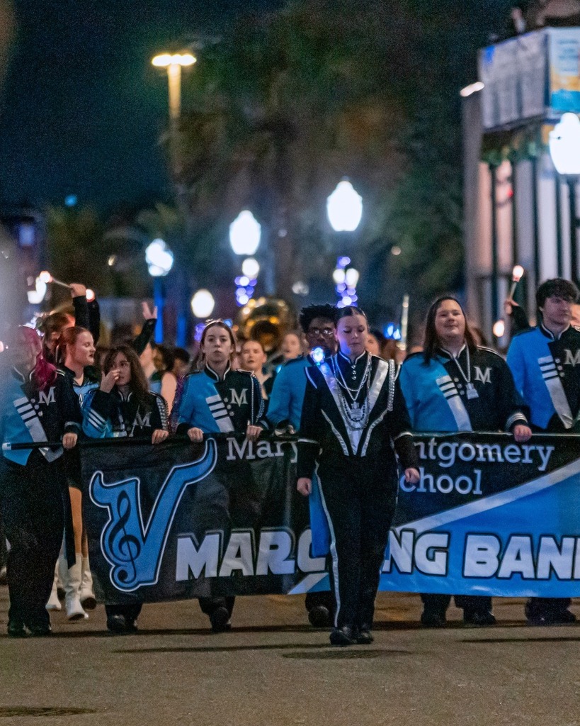 A marching band in a parade