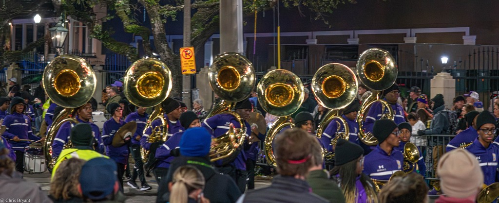 The Blount marching band in a parade