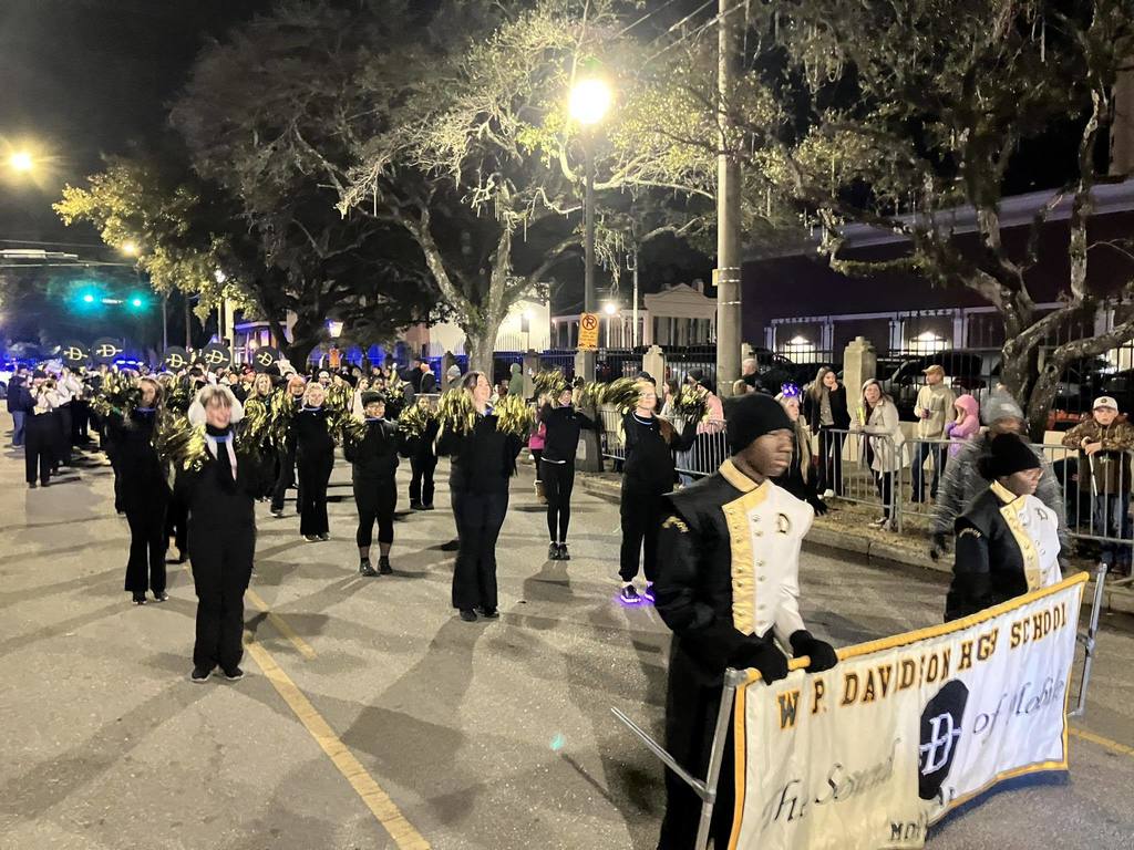 The Davidson marching band in a parade