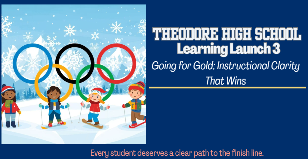 Theodore HIgh School's Learning Launch 3. The theme was "Going for Gold: Instructional Clarity that Wins."