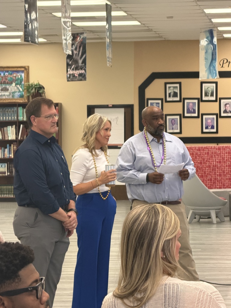 Administrators Dr. Maxwell, Mr. Godwin, and Insructional Specialist Mrs. Krissy Graham lead the meeting. 
