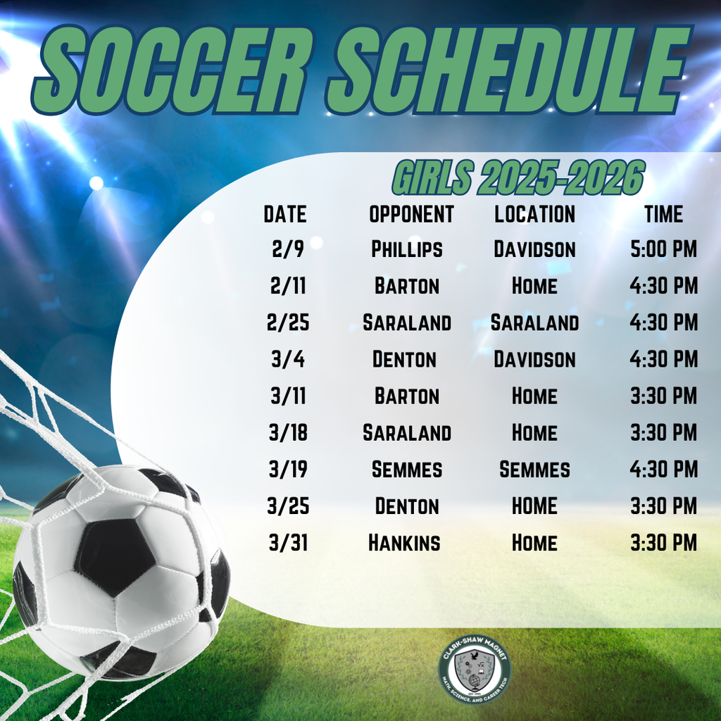 Girls Soccer Schedule- all games listed under events on our website