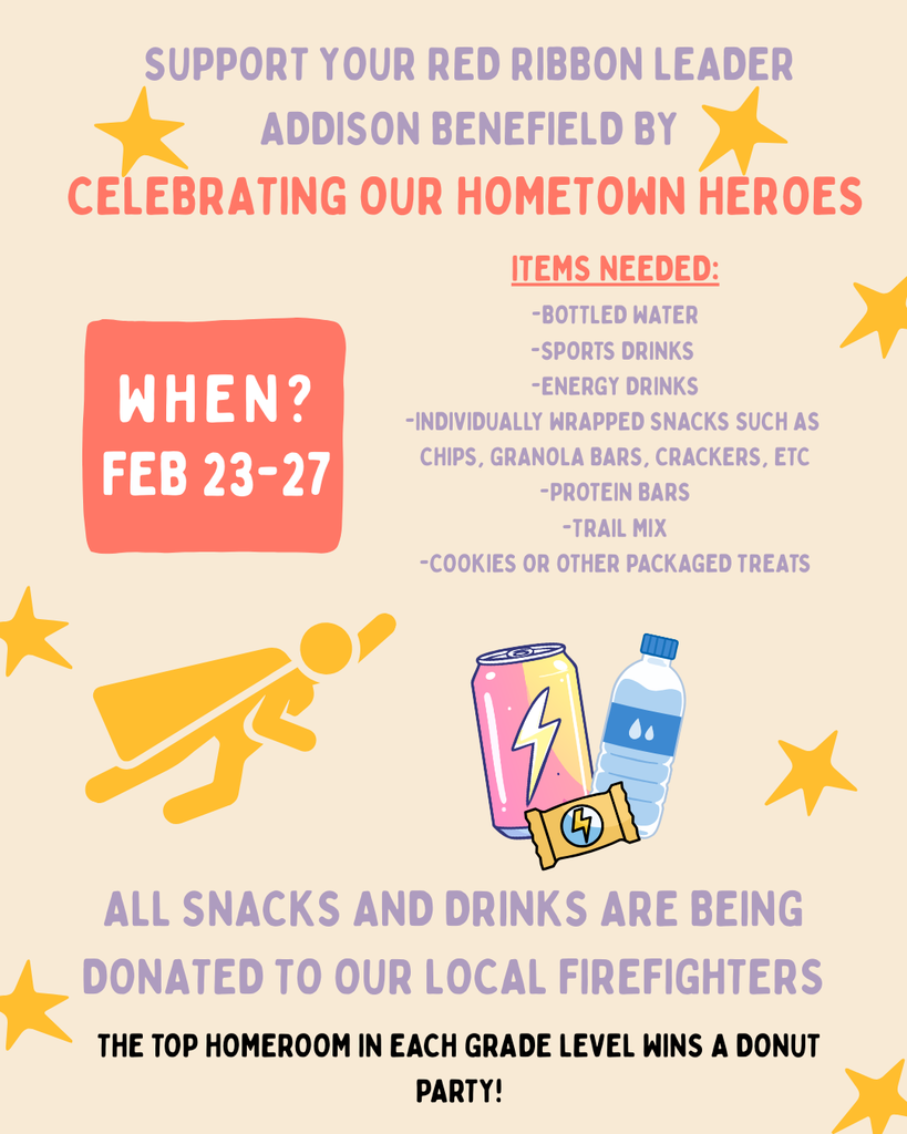 Graphic for Red Ribbon Service Project - Collecting snacks for hometown heroes