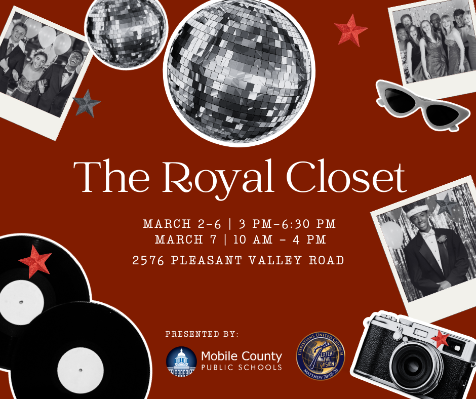 Graphic promoting The Royal Closet on March 2-6 and 7
