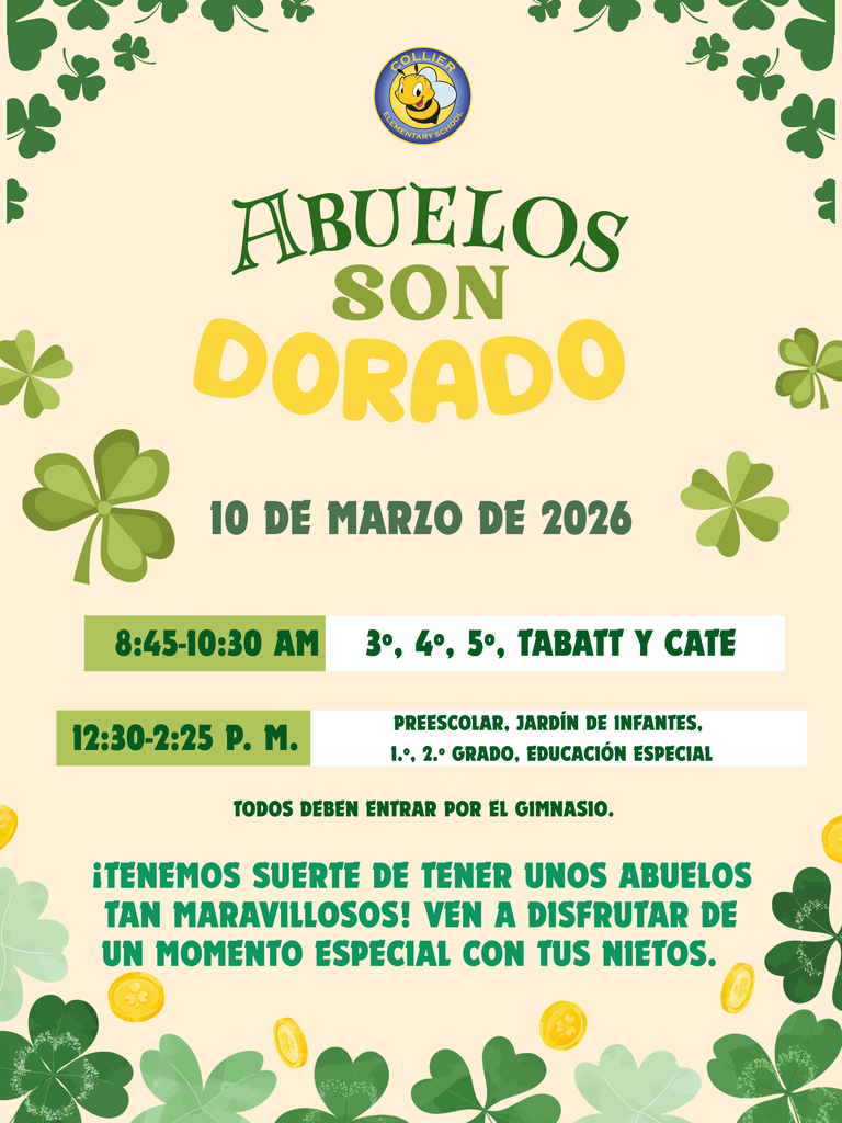 grandparents are invited to come for grandparents day on march 10th