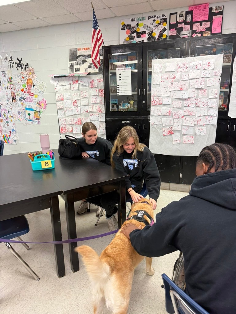 MCSO ESD Detection K9 Estie #103 visits Mrs. Touchstone's Forensics class.