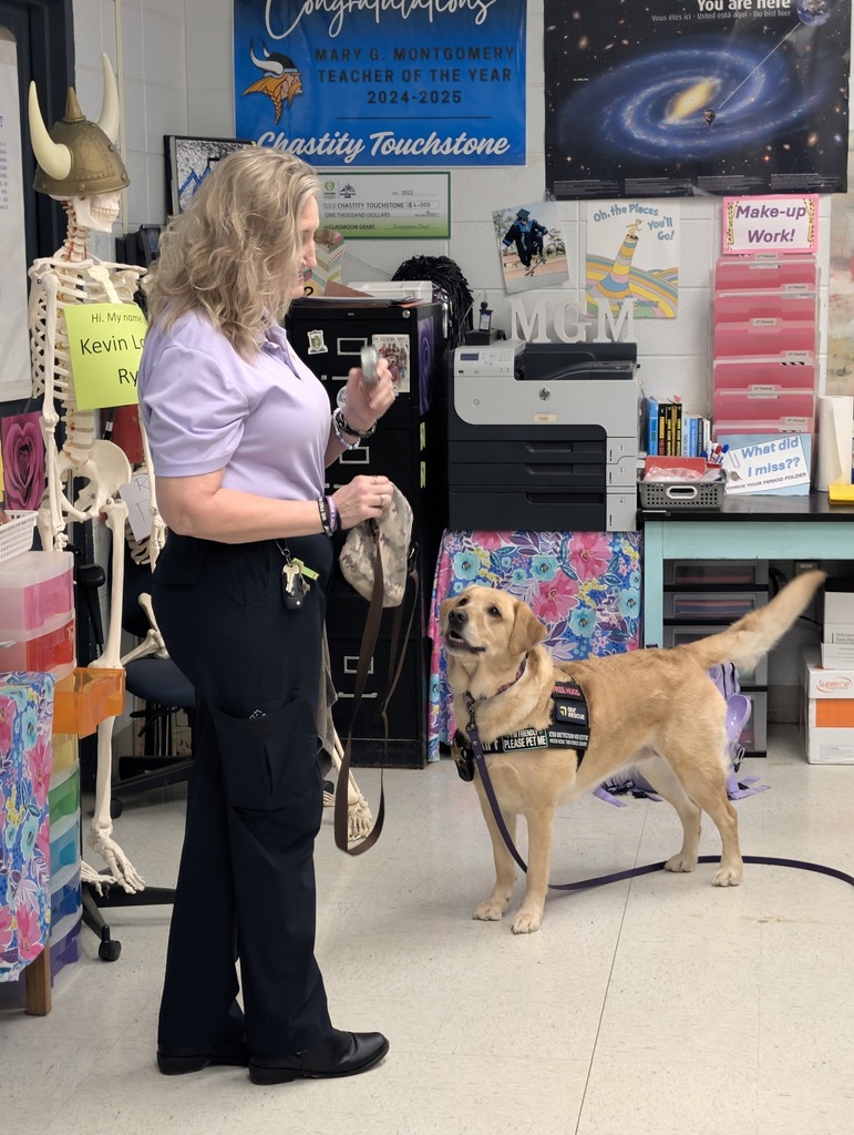MCSO ESD Detection K9 Estie #103 visits Mrs. Touchstone's Forensics class.