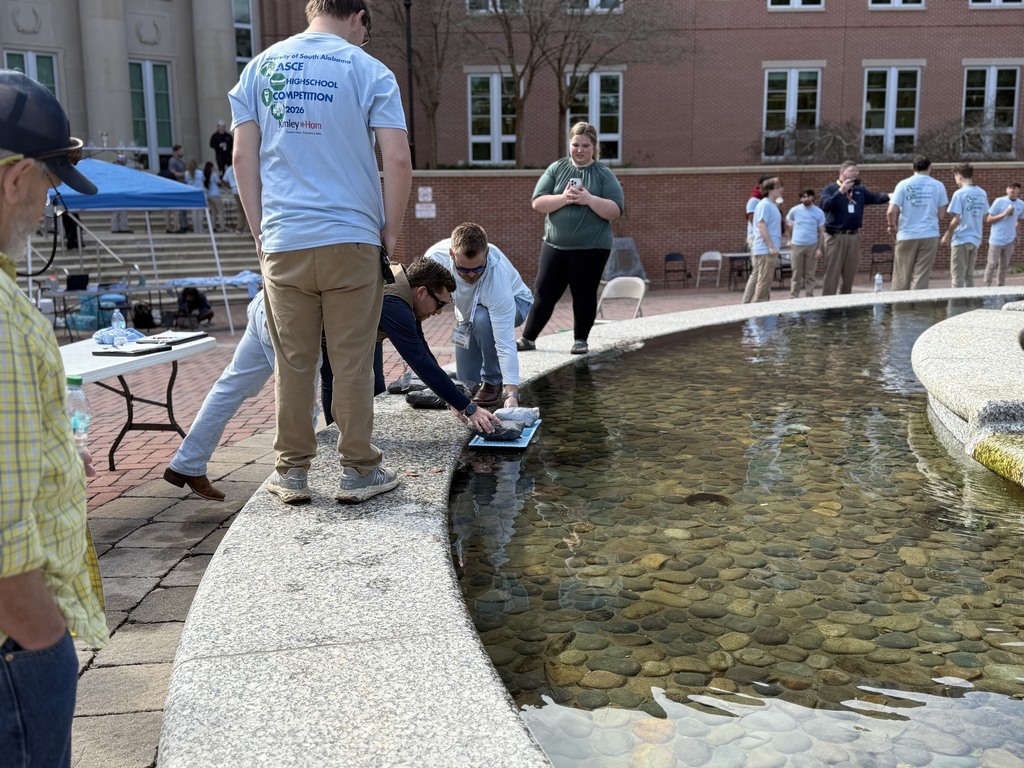 Academy of Engineering students competing in the  annual Engineering Competition hosted by the student chapter of the American Society of Civil Engineers (ASCE) at the University of South Alabama.