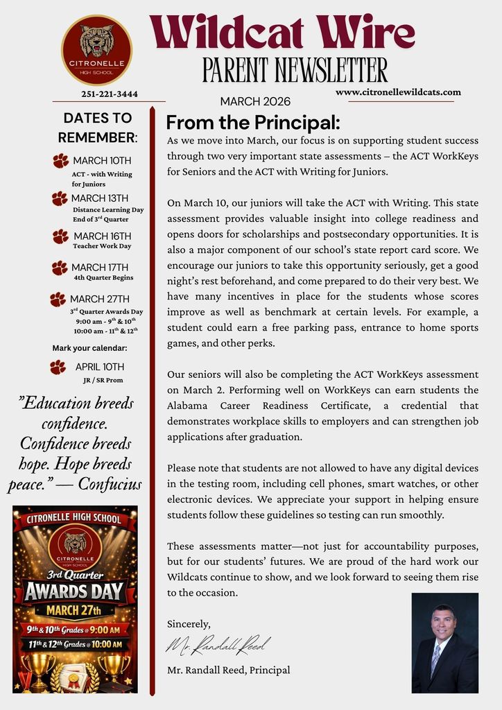 Wildcat Wire Parenting Newsletter March 2026 p. 1