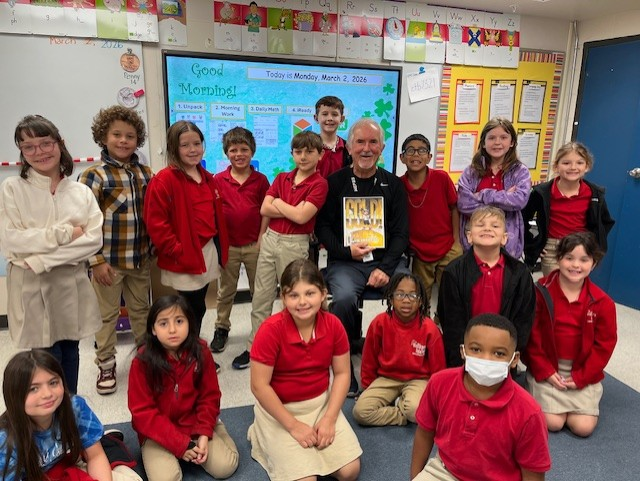 Mrs. Easterbrook's class with School board member Don Stringfellow