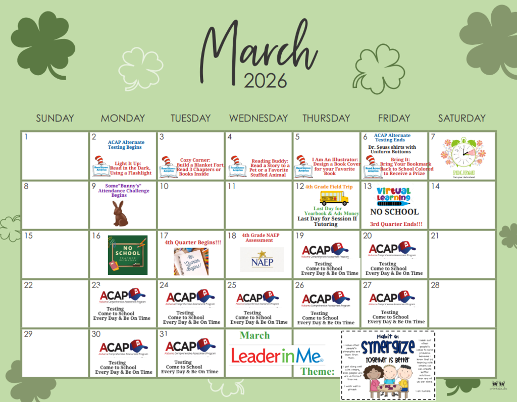 March Parent Calendar