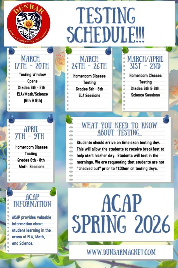ACAP Testing Schedule