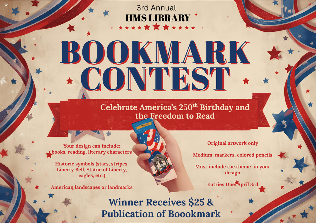 Flyer for bookmark contest with a patriotic background
