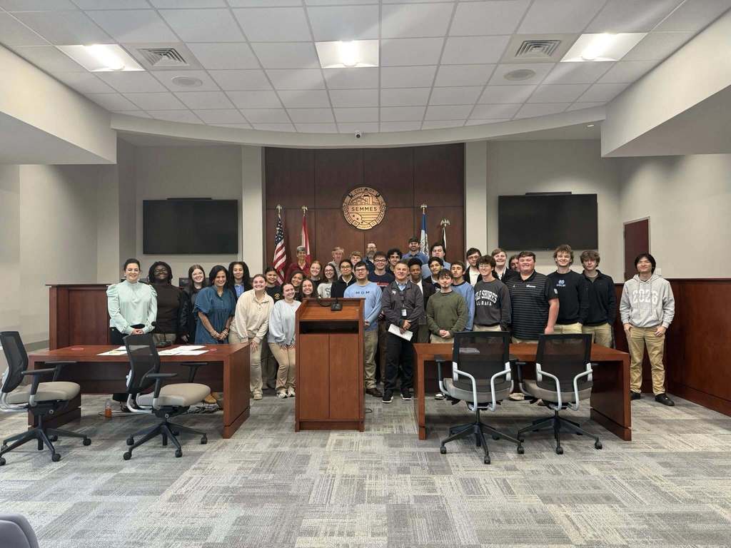Senior Government students from Mrs. Blair’s classes attending the City of Semmes  City Council meeting.