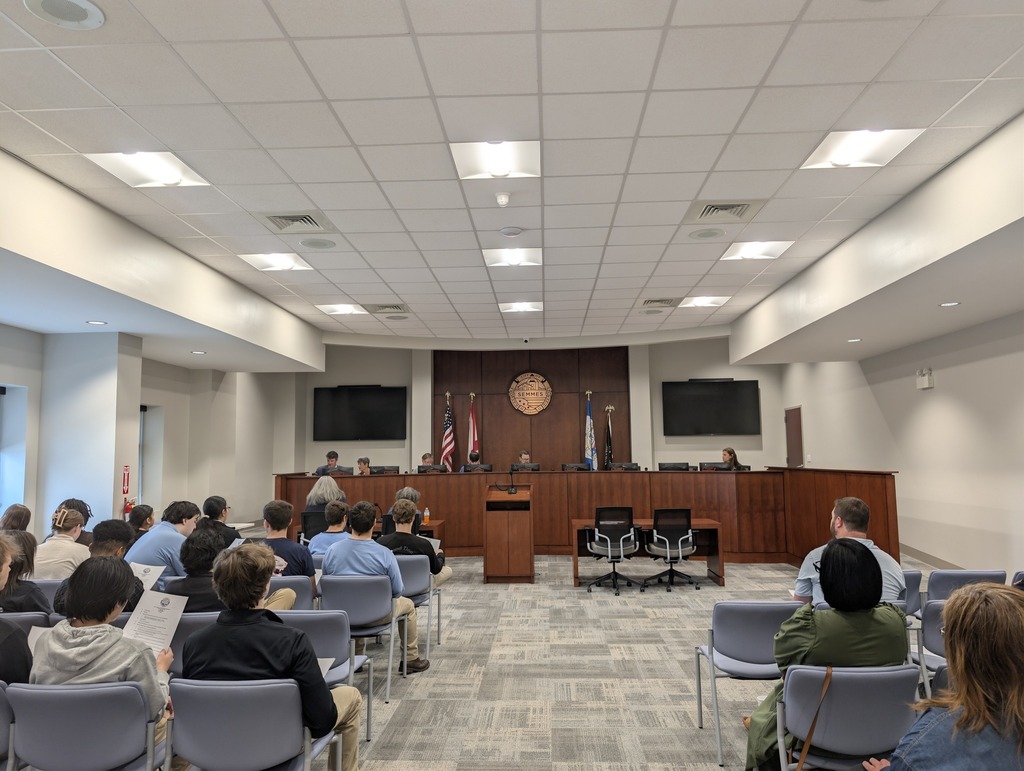 Senior Government students from Mrs. Blair’s classes attending the City of Semmes  City Council meeting.