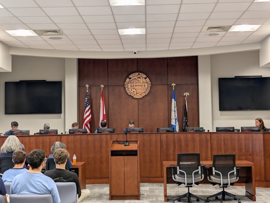 Senior Government students from Mrs. Blair’s classes attending the City of Semmes  City Council meeting.