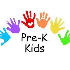 Colorful handprints are above the words "Pre-K Kids" 