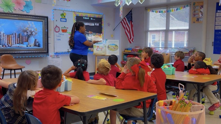 ms. richardson’s class with guest reader  