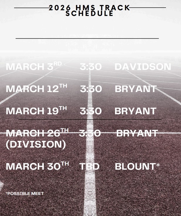 track schedule flyer with graytone track field background