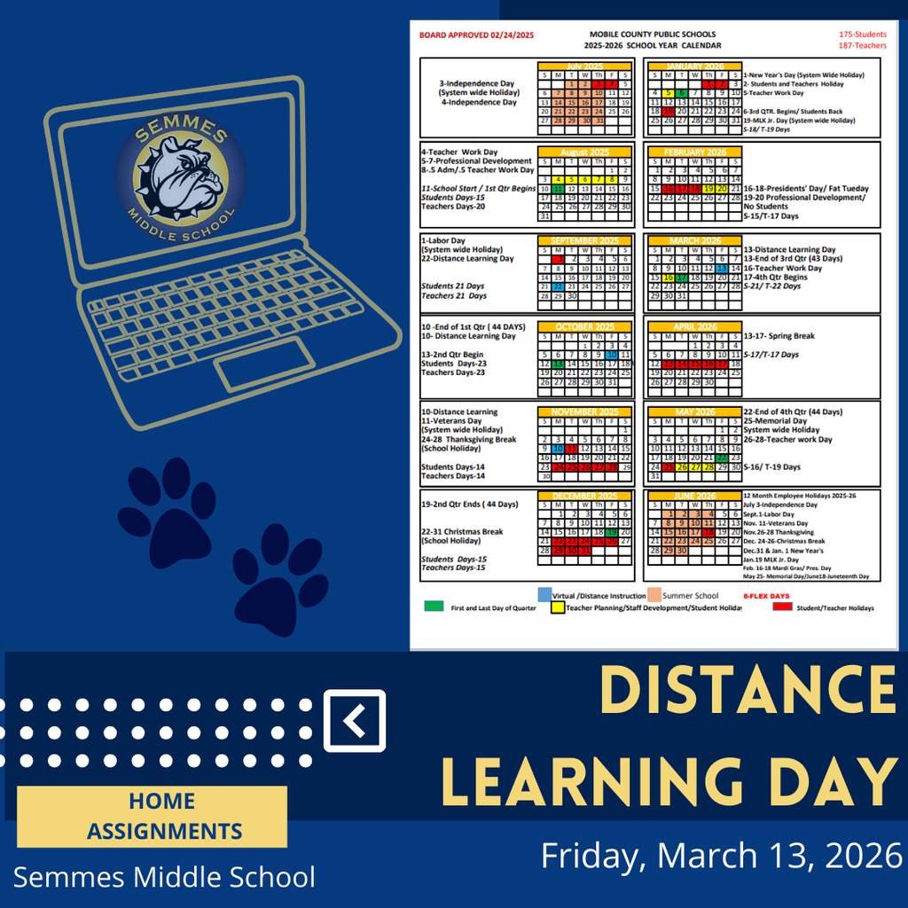 Distance Learning Day, Friday March 13, 2026