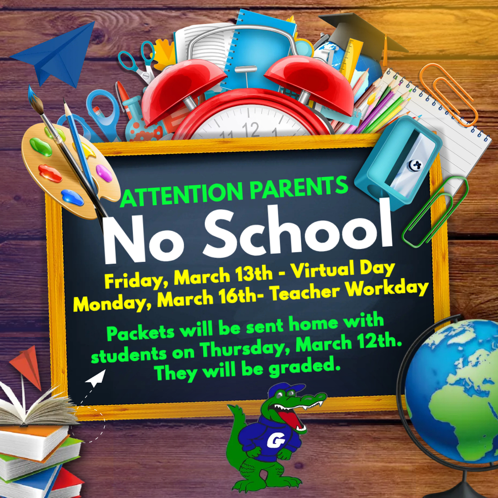 GENTLE REMINDER Parents please see the attached flyer for school closure information. Should you have questions, please call the school at (251) 221-1820. Thank  you. 