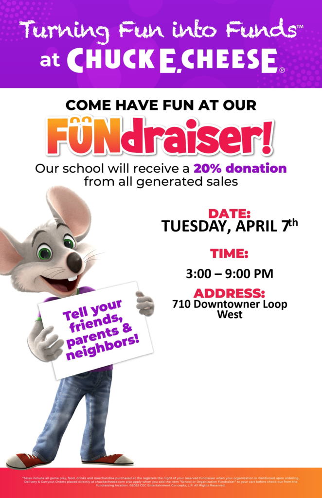 Chuck E Cheese fundraiser