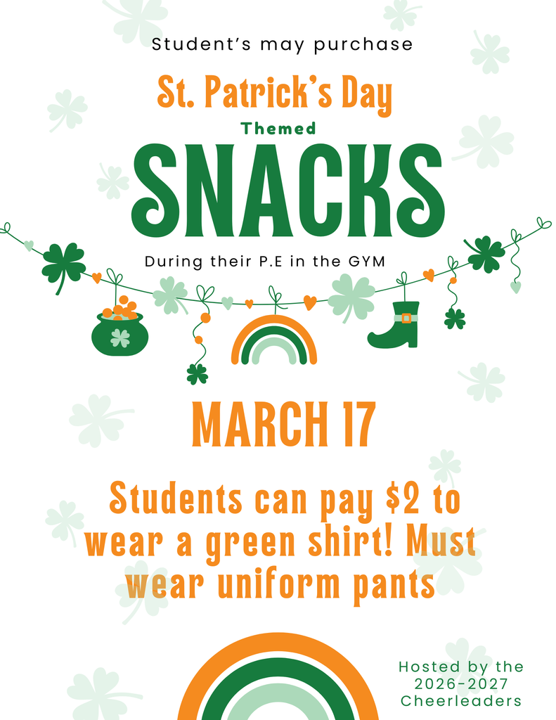 March 17th at Lott Middle School wear a green shirt.