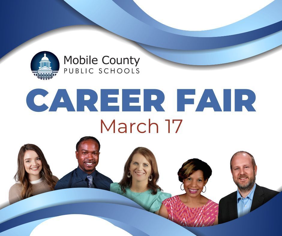 Mobile County Public Schools is holding a Career Fair on March 17 from noon until 5 p.m. at the Mobile Convention Center. Signing bonuses of up to $5,000 are available. Gilliard administrators will be located at Booth 21 ready to interview and hire energetic and qualified applicants for the 2026-2027 school year. We look forward to meeting YOU.