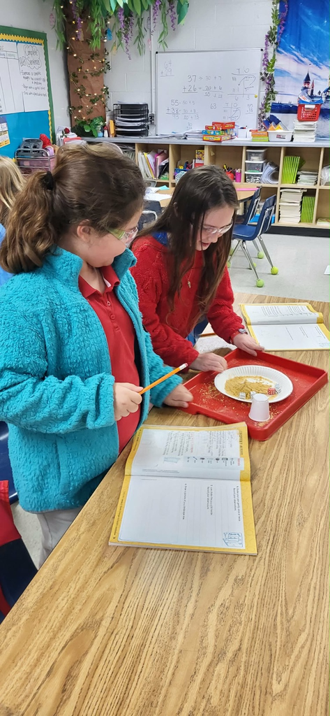 second graders in Mrs. Caballero’s class creating earthquakes to see quick land changes. 